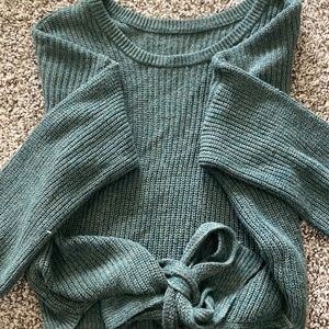 Tie front cropped sweater